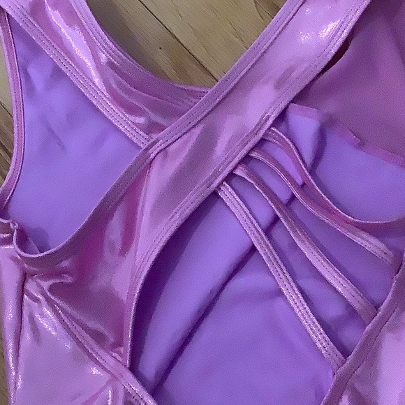 NWOT Metallic Pink Gymnastics Leotard - Picture 5 of 6